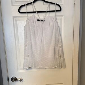 ZARA White Swiss Dot Spaghetti Strap Women's Top PTP 21